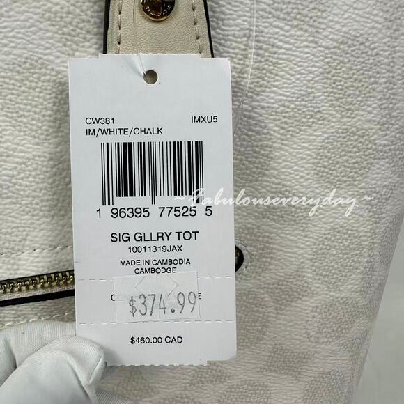 Coach Gallery Tote Bag In Signature Canvas/Gold/White/Chalk CW381 NWT - Picture 5 of 9